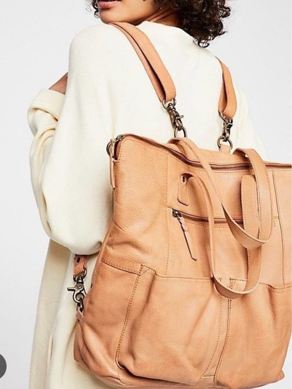Cut & Paste Classic Leather Tote Bag in Tan